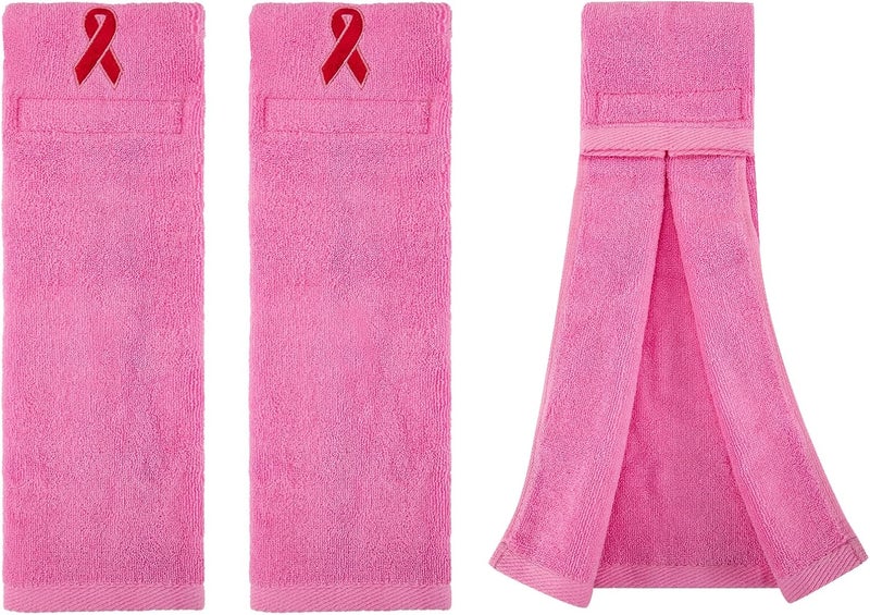 TUYUU 3 Pack Pink Football Towel,Breast Cancer Football Quarterback Towel Rose Red Pink Ribbon Breast Cancer Decorations for Believe Hope,Pink Towel Football for Youth Men Women,Pink Football Accessories - Image 1